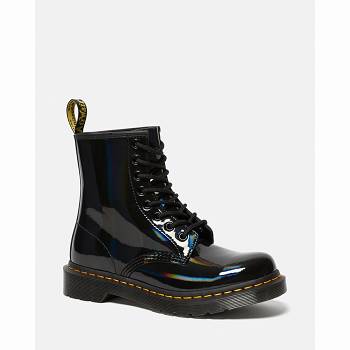 Dr Martens 1460 Rainbow Patent - Cierne Kotnikove Cizmy Damske, DR0211